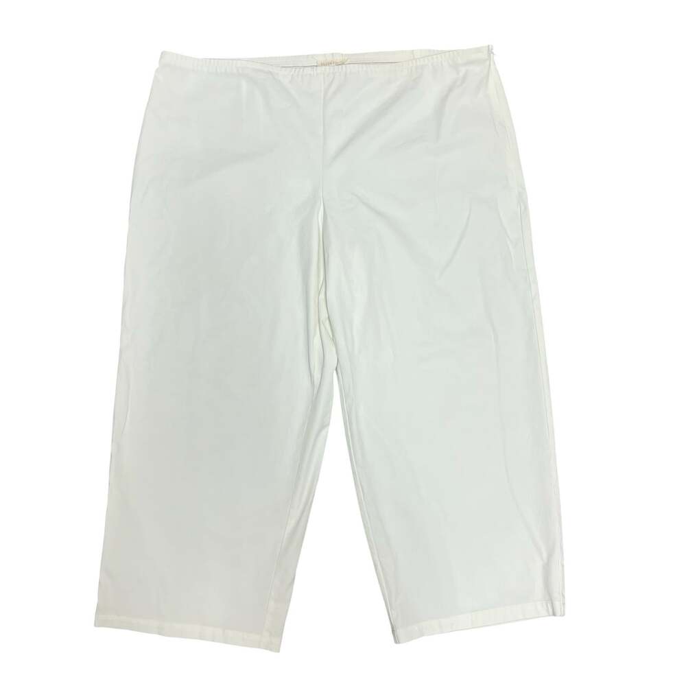 Eileen Fisher White Cotton Blend Stretch Cropped Wide Leg Pants XL Side Zip Crop